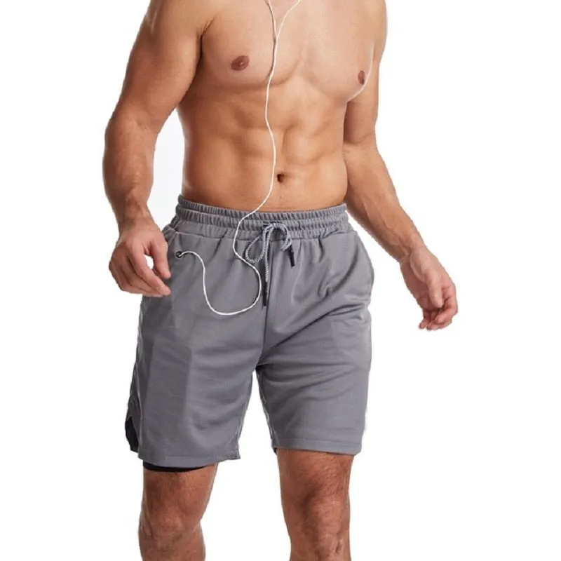 2 in 1 Training Shorts for Men double layer gym shorts