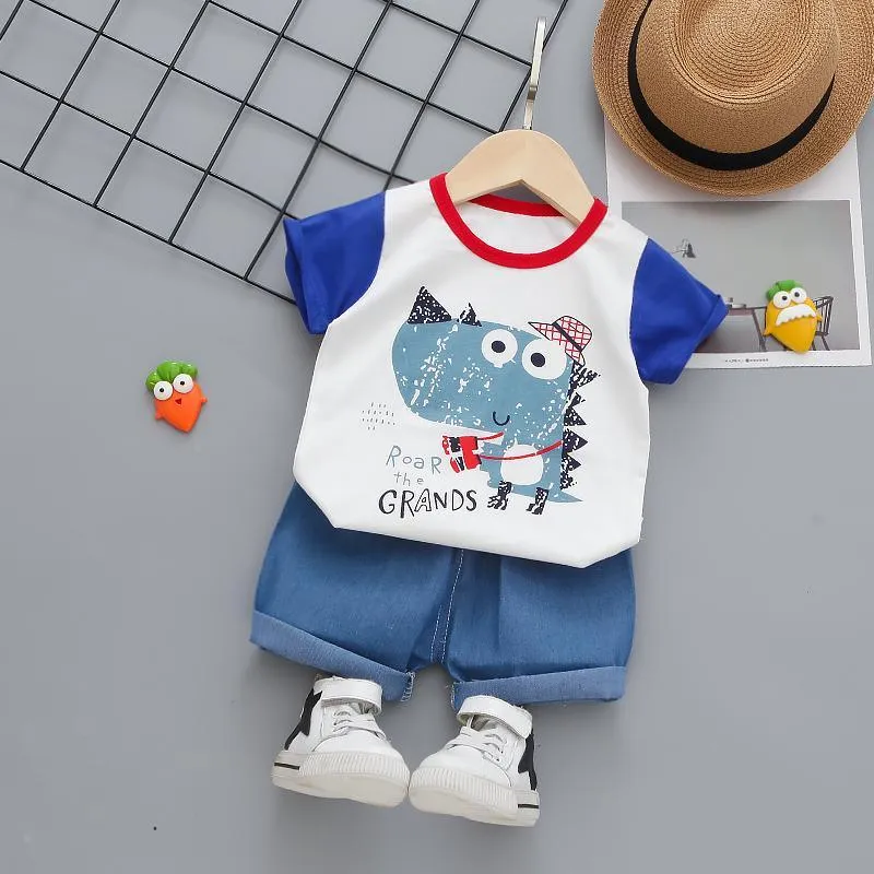 2-piece Cartoon Design T-shirt & Shorts for Toddler Boy Wholesale children's clothing