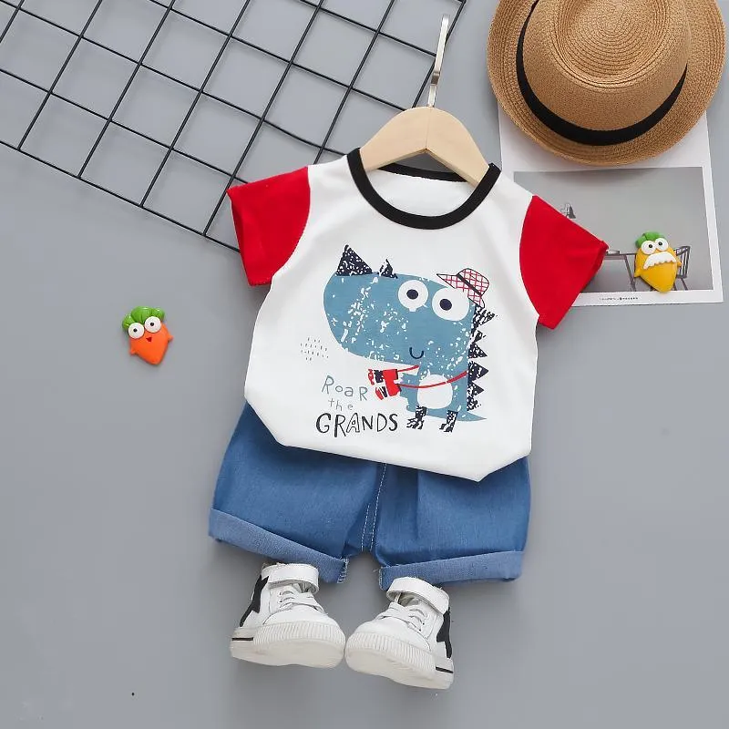 2-piece Cartoon Design T-shirt & Shorts for Toddler Boy Wholesale children's clothing