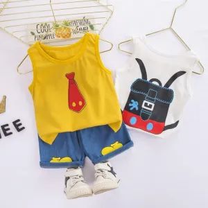 2-piece Cartoon Design Vest & Shorts for Children Boy