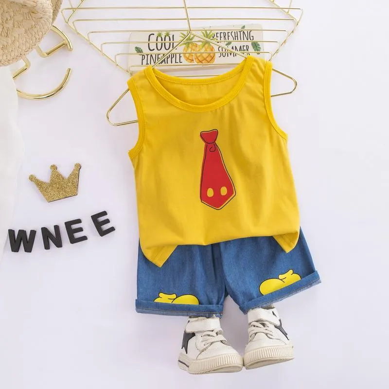 2-piece Cartoon Design Vest & Shorts for Children Boy