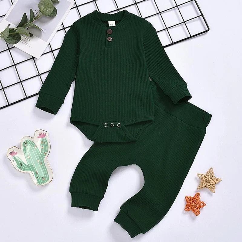 2-piece Solid Pattern Bodysuit &  Pants  for Baby