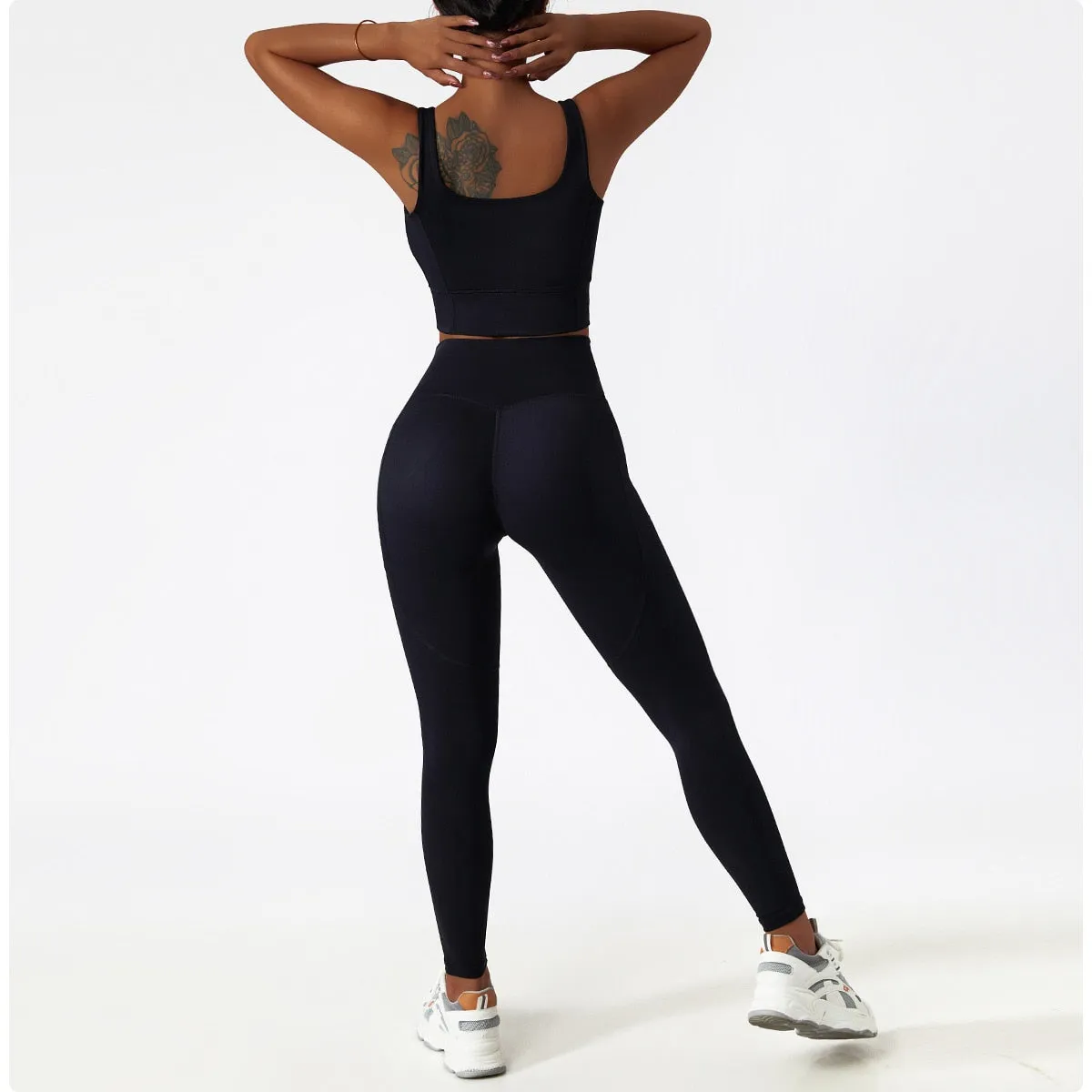 2 Piece Women Yoga Set Seamless Workout Suit Sportswear Gym Clothing Fitness Bra High Waist Leggings Sports Shorts Sports Suits