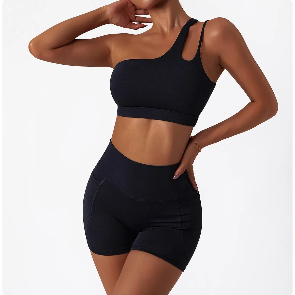 2 Piece Women Yoga Set Seamless Workout Suit Sportswear Gym Clothing Fitness Bra High Waist Leggings Sports Shorts Sports Suits