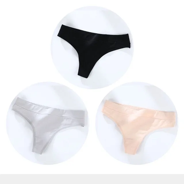 3 Pack Cotton Woman Thong Seamless Sports Panties Sexy G-string T-back Underwear Quality Soft Underpants