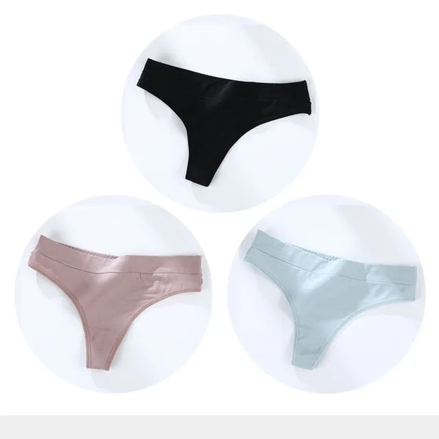 3 Pack Cotton Woman Thong Seamless Sports Panties Sexy G-string T-back Underwear Quality Soft Underpants