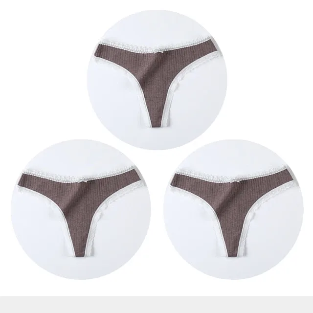 3 Pack Cotton Woman Thong Seamless Sports Panties Sexy G-string T-back Underwear Quality Soft Underpants