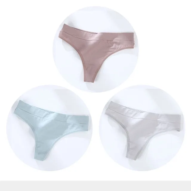 3 Pack Cotton Woman Thong Seamless Sports Panties Sexy G-string T-back Underwear Quality Soft Underpants