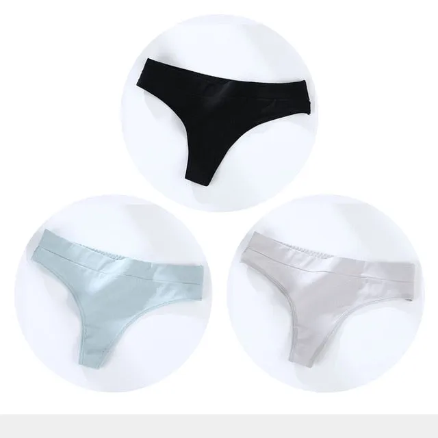 3 Pack Cotton Woman Thong Seamless Sports Panties Sexy G-string T-back Underwear Quality Soft Underpants