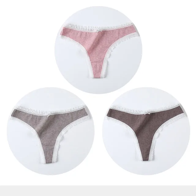 3 Pack Cotton Woman Thong Seamless Sports Panties Sexy G-string T-back Underwear Quality Soft Underpants