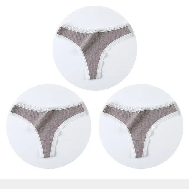 3 Pack Cotton Woman Thong Seamless Sports Panties Sexy G-string T-back Underwear Quality Soft Underpants