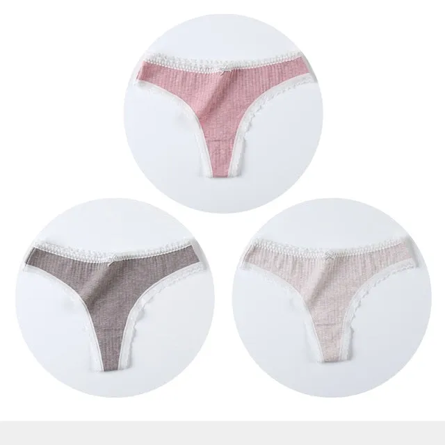 3 Pack Cotton Woman Thong Seamless Sports Panties Sexy G-string T-back Underwear Quality Soft Underpants