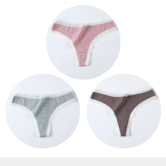 3 Pack Cotton Woman Thong Seamless Sports Panties Sexy G-string T-back Underwear Quality Soft Underpants