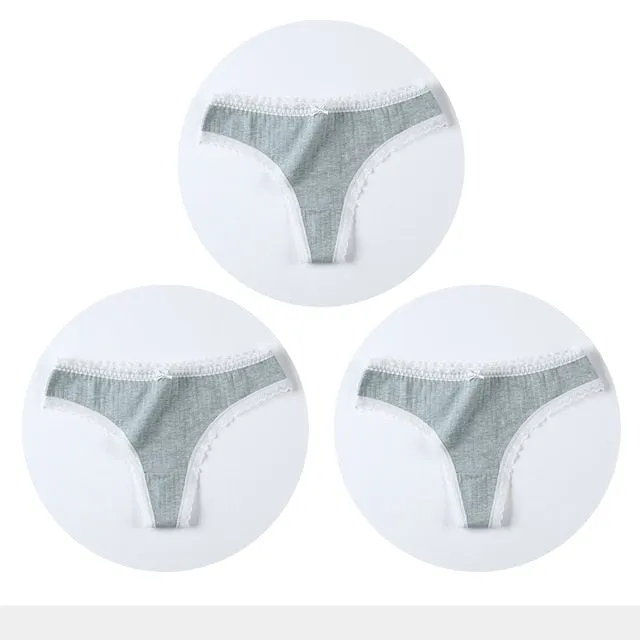 3 Pack Cotton Woman Thong Seamless Sports Panties Sexy G-string T-back Underwear Quality Soft Underpants