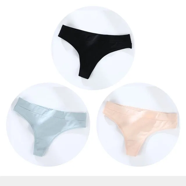 3 Pack Cotton Woman Thong Seamless Sports Panties Sexy G-string T-back Underwear Quality Soft Underpants