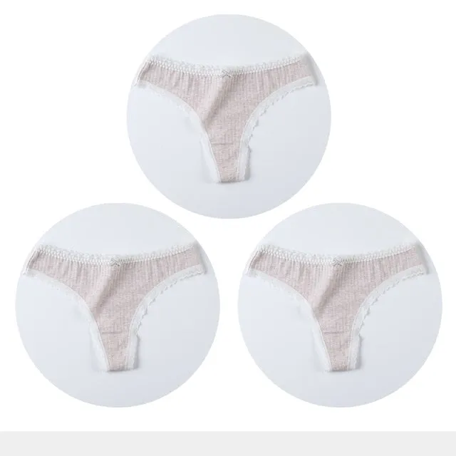 3 Pack Cotton Woman Thong Seamless Sports Panties Sexy G-string T-back Underwear Quality Soft Underpants