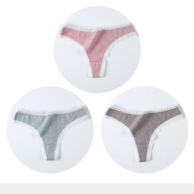 3 Pack Cotton Woman Thong Seamless Sports Panties Sexy G-string T-back Underwear Quality Soft Underpants