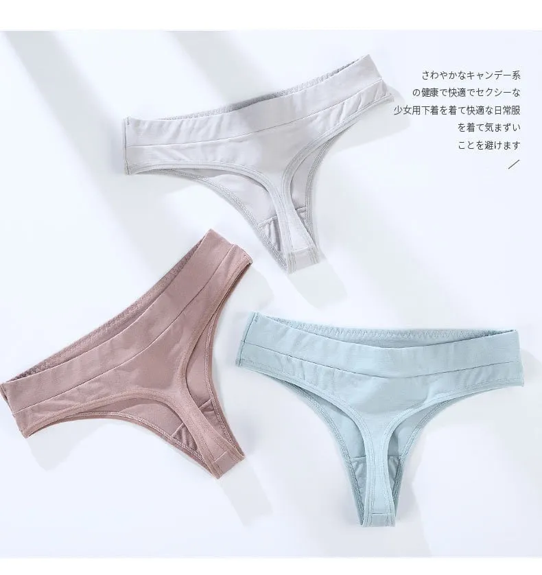 3 Pack Cotton Woman Thong Seamless Sports Panties Sexy G-string T-back Underwear Quality Soft Underpants