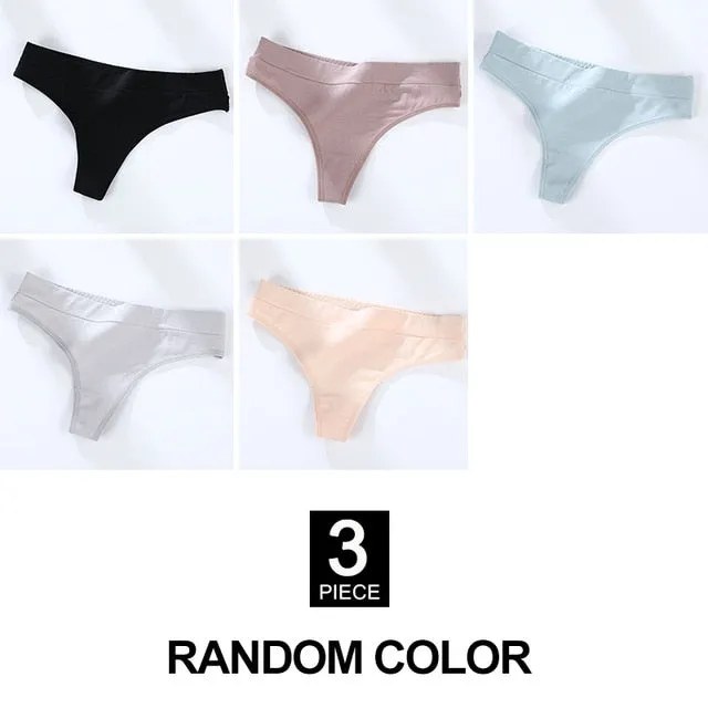 3 Pack Cotton Woman Thong Seamless Sports Panties Sexy G-string T-back Underwear Quality Soft Underpants