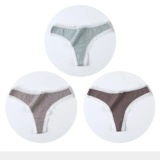 3 Pack Cotton Woman Thong Seamless Sports Panties Sexy G-string T-back Underwear Quality Soft Underpants