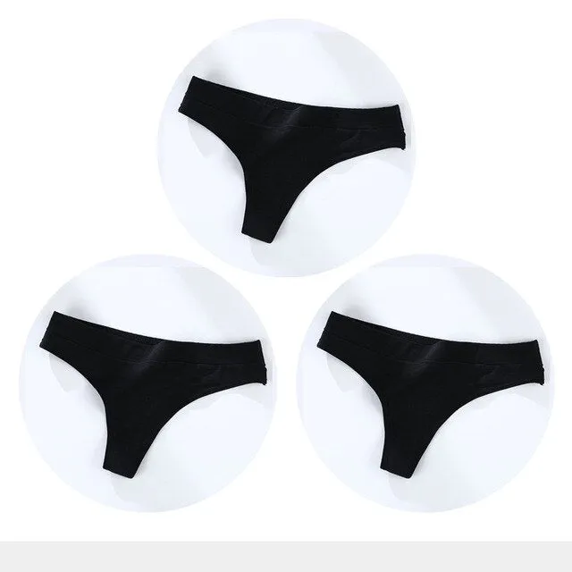 3 Pack Cotton Woman Thong Seamless Sports Panties Sexy G-string T-back Underwear Quality Soft Underpants