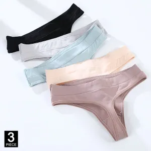 3 Pack Cotton Woman Thong Seamless Sports Panties Sexy G-string T-back Underwear Quality Soft Underpants