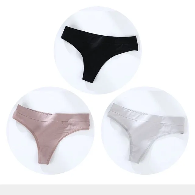 3 Pack Cotton Woman Thong Seamless Sports Panties Sexy G-string T-back Underwear Quality Soft Underpants