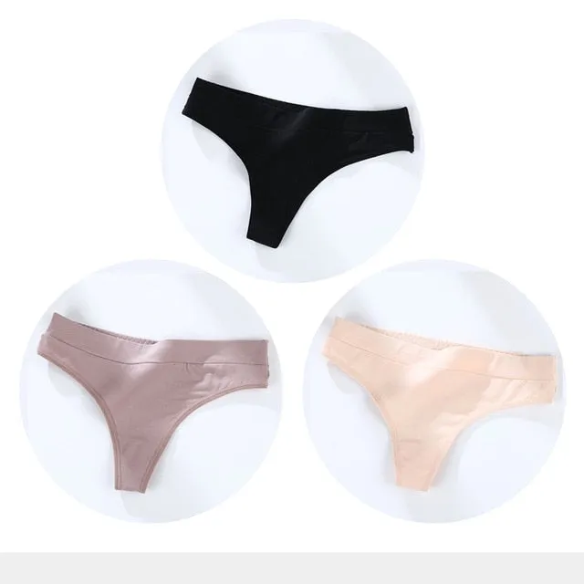 3 Pack Cotton Woman Thong Seamless Sports Panties Sexy G-string T-back Underwear Quality Soft Underpants