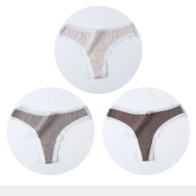 3 Pack Cotton Woman Thong Seamless Sports Panties Sexy G-string T-back Underwear Quality Soft Underpants