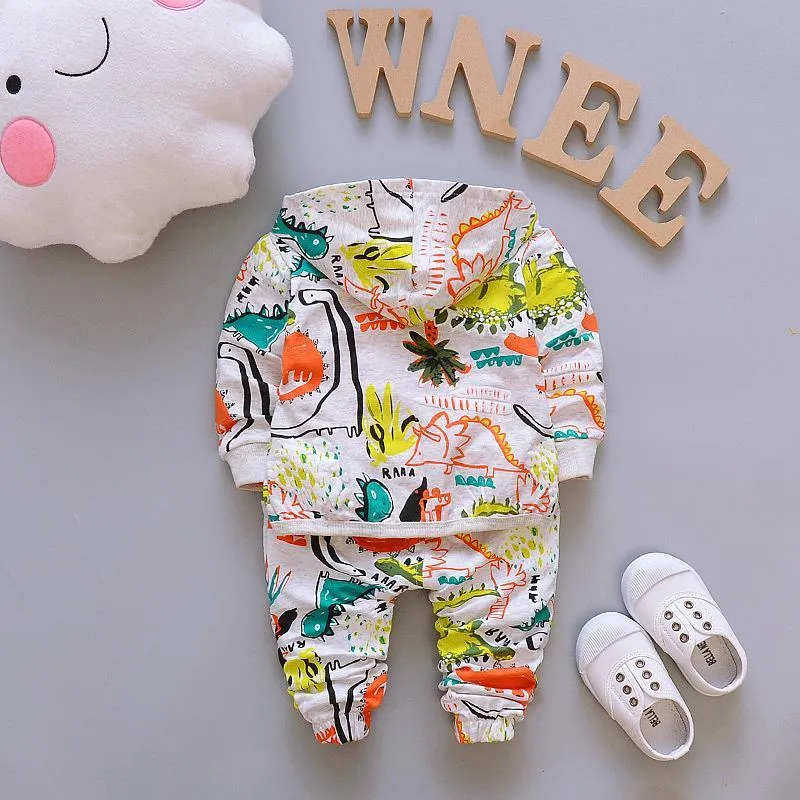 3-piece Floral Printed Hooded Coat & Sweatshirts & Pants for Children Boy