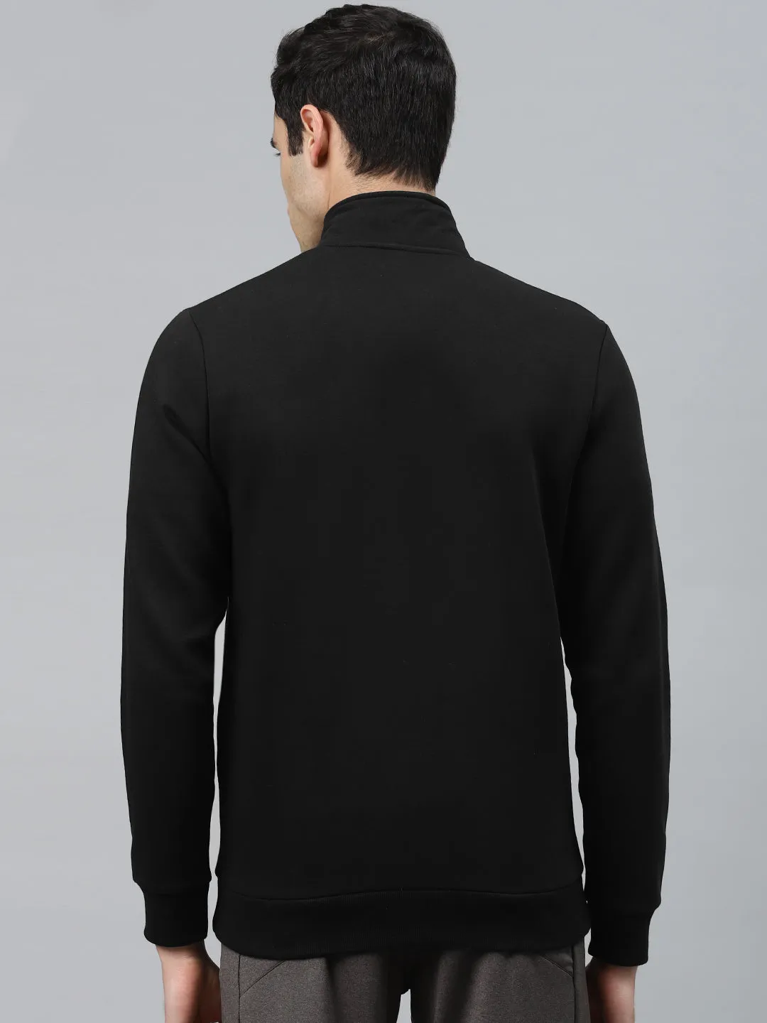 Alcis Men Black Solid Open-Front Sweatshirt