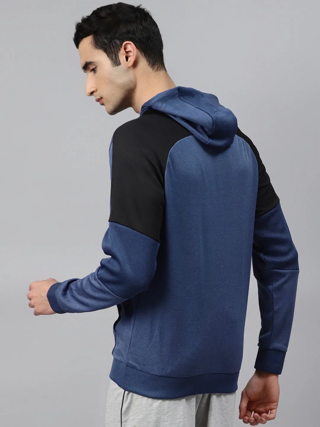 Alcis Men Blue Solid Hooded Training Sweatshirt