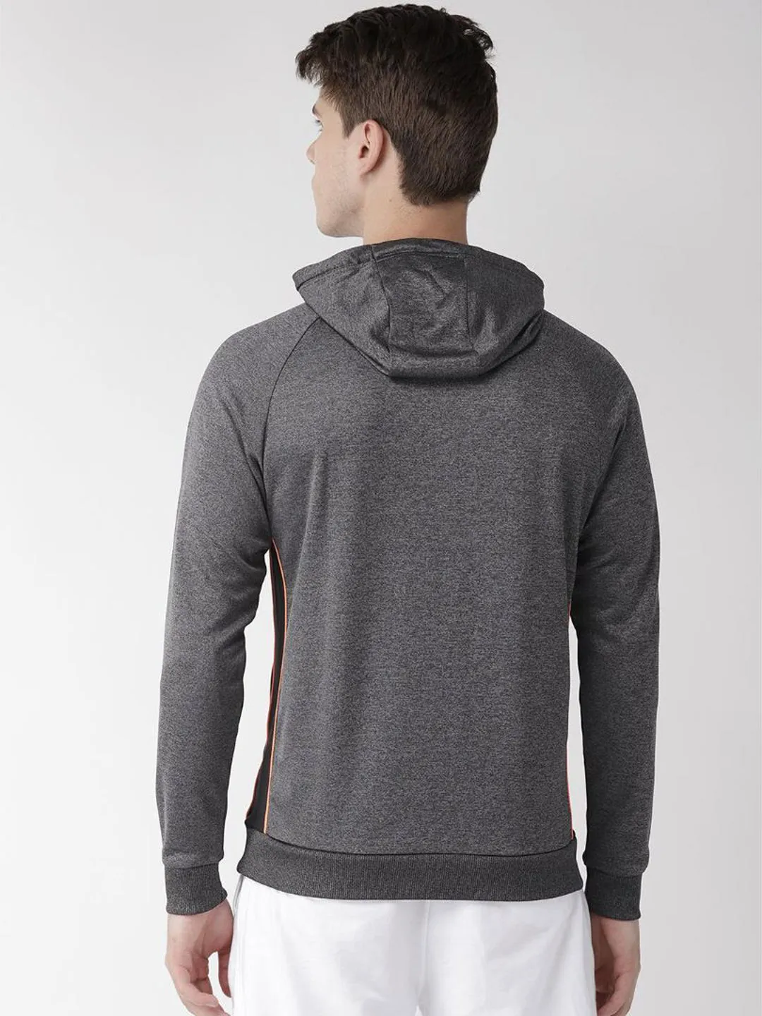 Alcis Men Charcoal Grey Solid Hooded Sports Sweatshirt