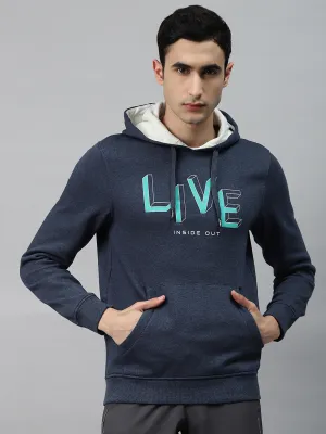 Alcis Men Navy Blue Printed Hooded Sweatshirt