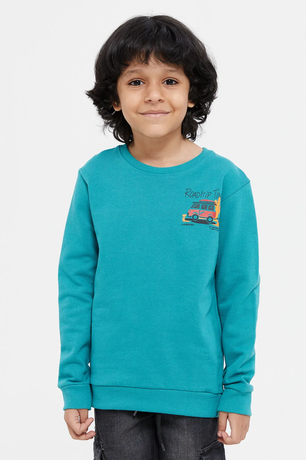 Boys Blue Print Sweatshirt