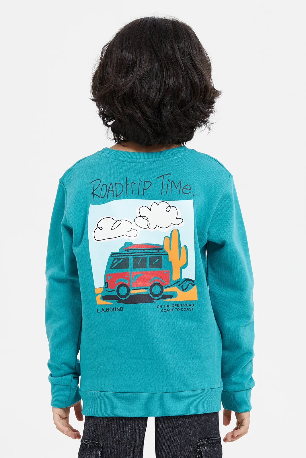 Boys Blue Print Sweatshirt