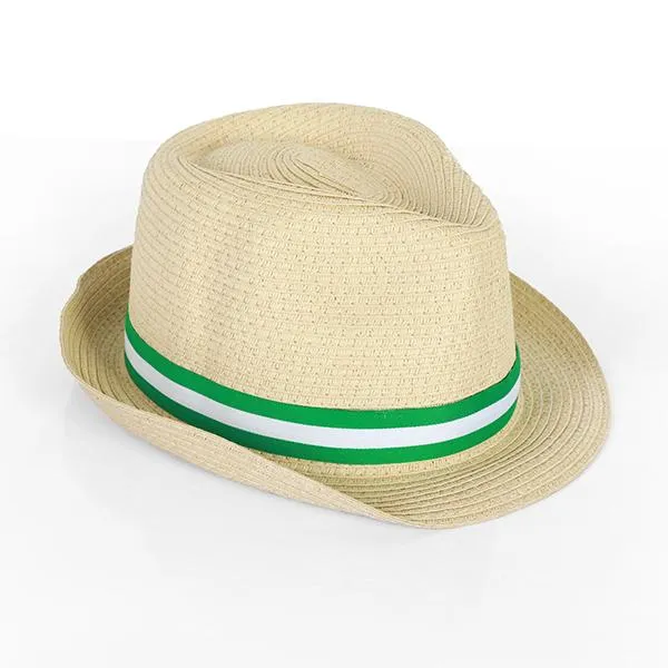 BOYS FEDORA HAT - GREEN AND WHITE