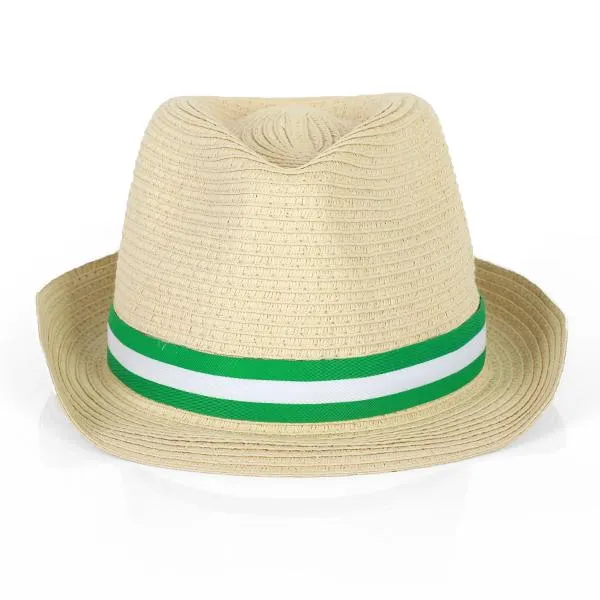 BOYS FEDORA HAT - GREEN AND WHITE