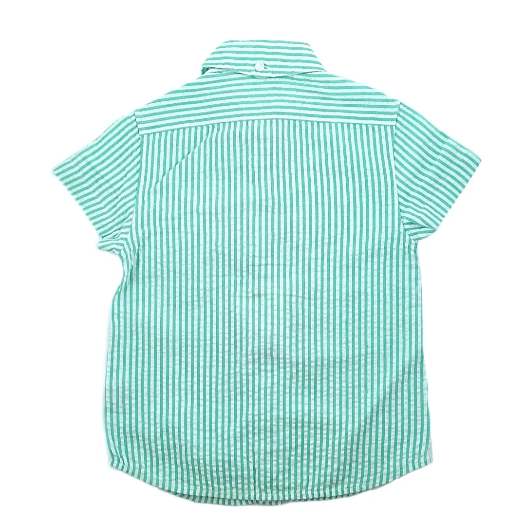 Boys Green Seersucker Shirt