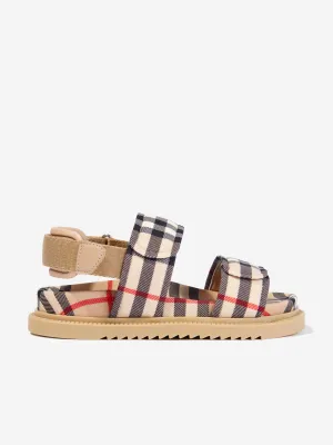 Burberry Kids Archive Check Sandals in Beige