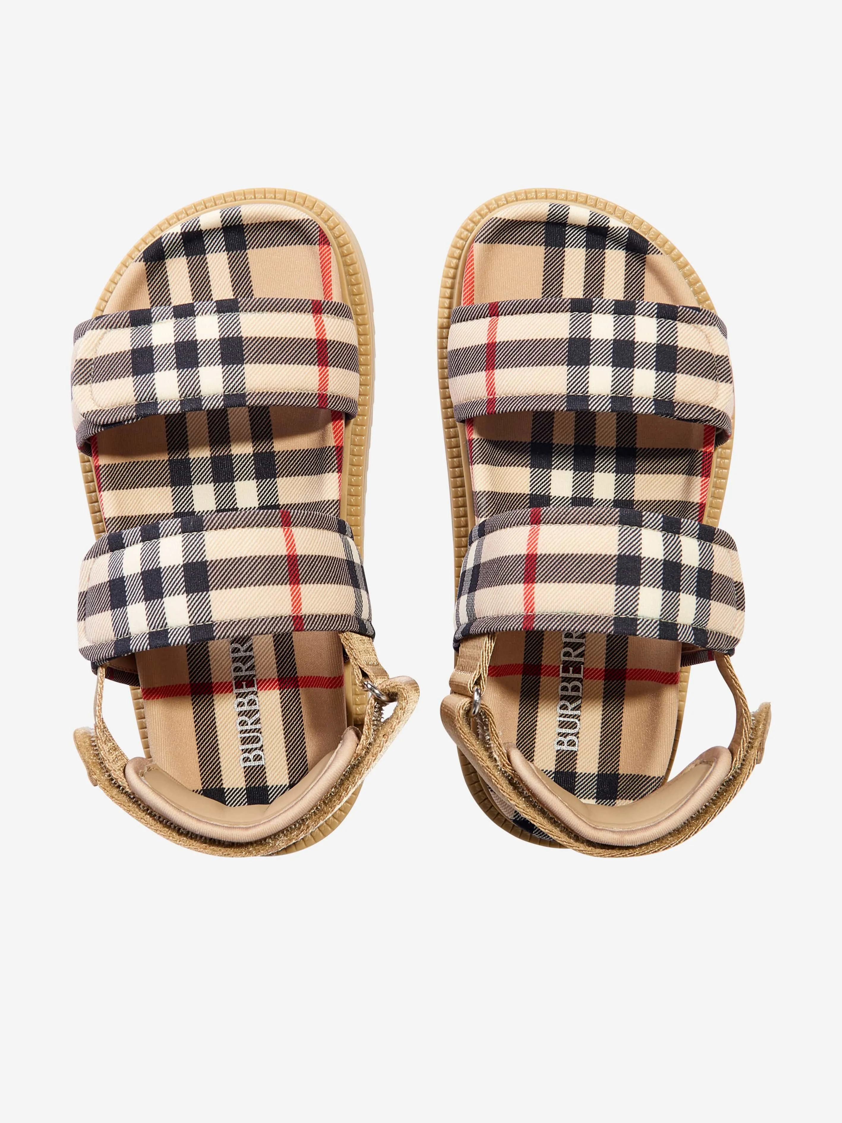 Burberry Kids Archive Check Sandals in Beige