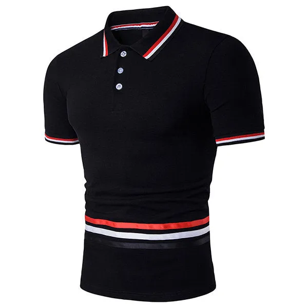 Collar Slim Fit Casual Polo Shirts Short Sleeve Turn-down