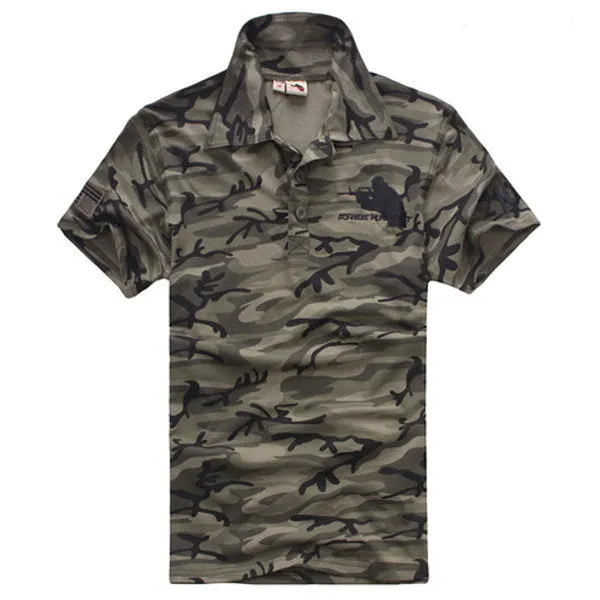 Cotton Polo Short-sleeved T-shirt Outdoor Army Camouflage