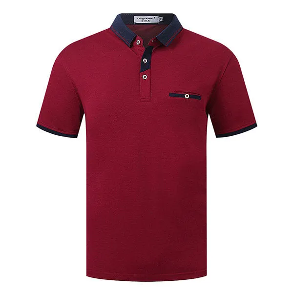 Cotton Solid Color Short Sleeve Casual Tops Summer Polo Shirt Soft Knitted