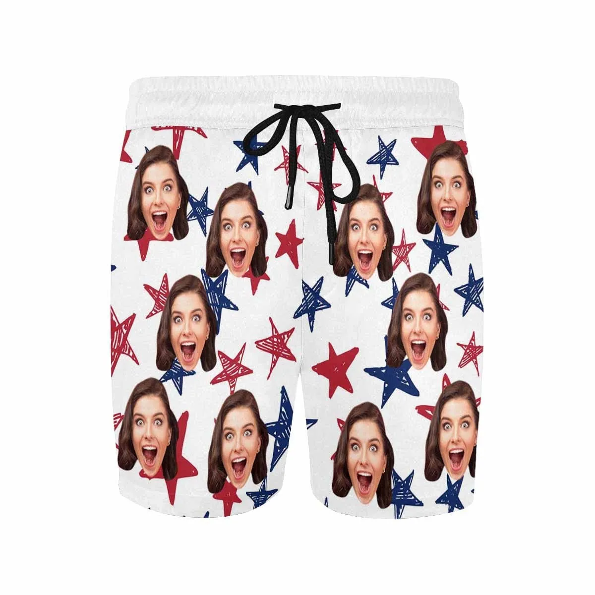 Custom Face Ameican Flag Bikini Cover Up Men's Swim Shorts Personalised Short Sarongs Beach Wrap Couple Swimwear