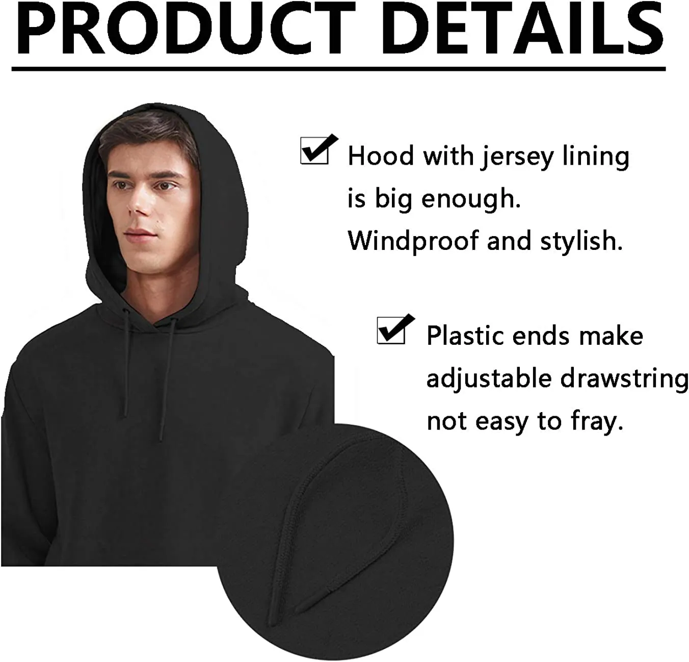 Custom Men's Hoodie Sweatshirts Promotional Long Sleeve Soft Brushed Fleece Hoody Classic Drawstring Pullover