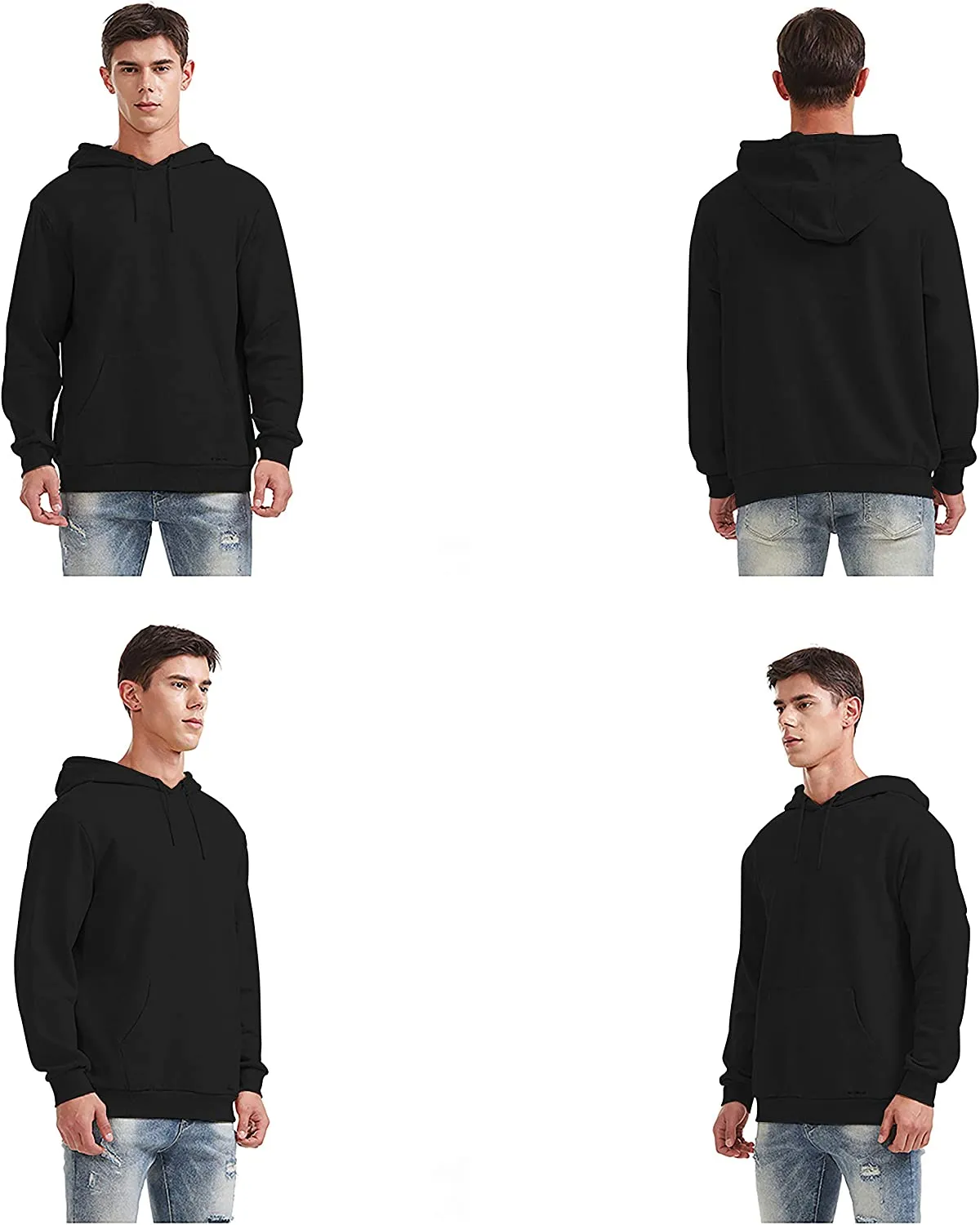 Custom Men's Hoodie Sweatshirts Promotional Long Sleeve Soft Brushed Fleece Hoody Classic Drawstring Pullover