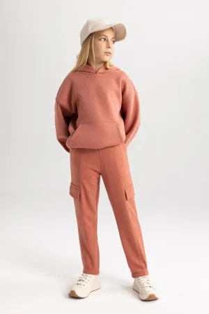 Defacto Girl's Orange Cargo Jogger Sweatpants