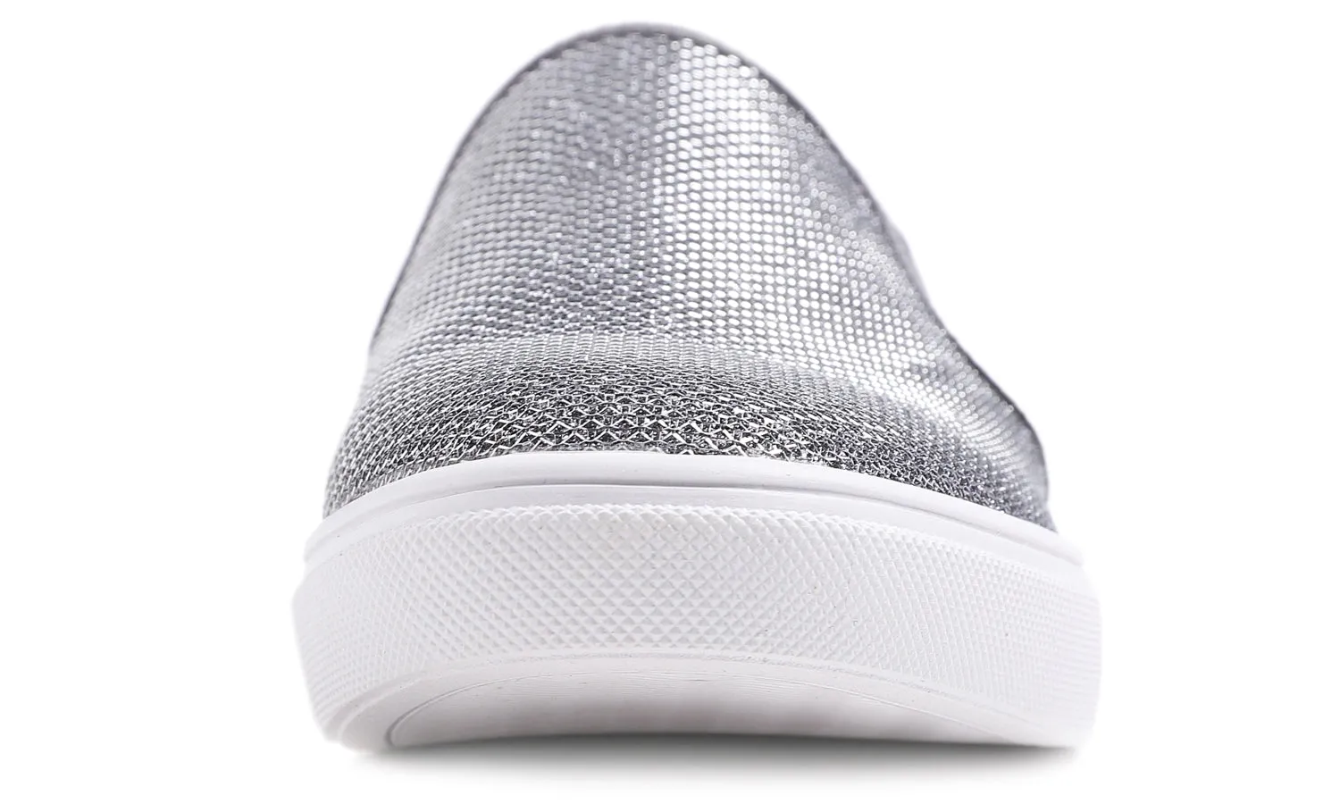 Feversole Women's Lurex Pewter Slip On Sneaker Casual Flat Loafers