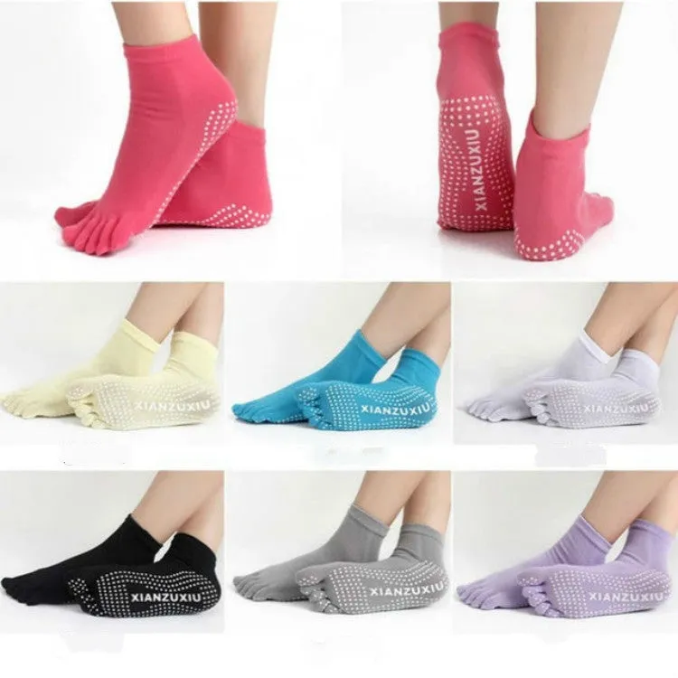 Five-toe Non-slip Yoga Socks for Women, One Size, Random Color Delivery, Style:Straight